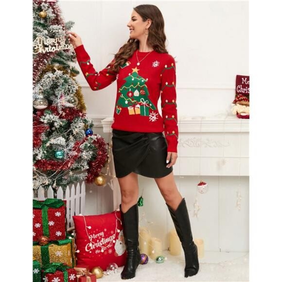 Women's Ugly Christmas Cardigans Button Down Open Front Knit - Picture 6 of 6